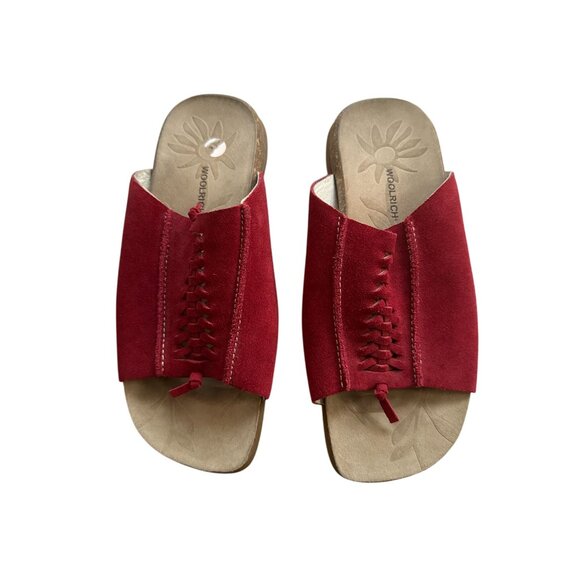 WOOLRICH Red Suede Slide Flats Sandals Size 9 - Picture 3 of 6